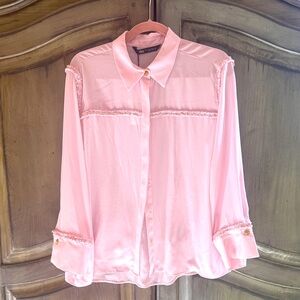 Zara Light Pink Shirt with Gold Button